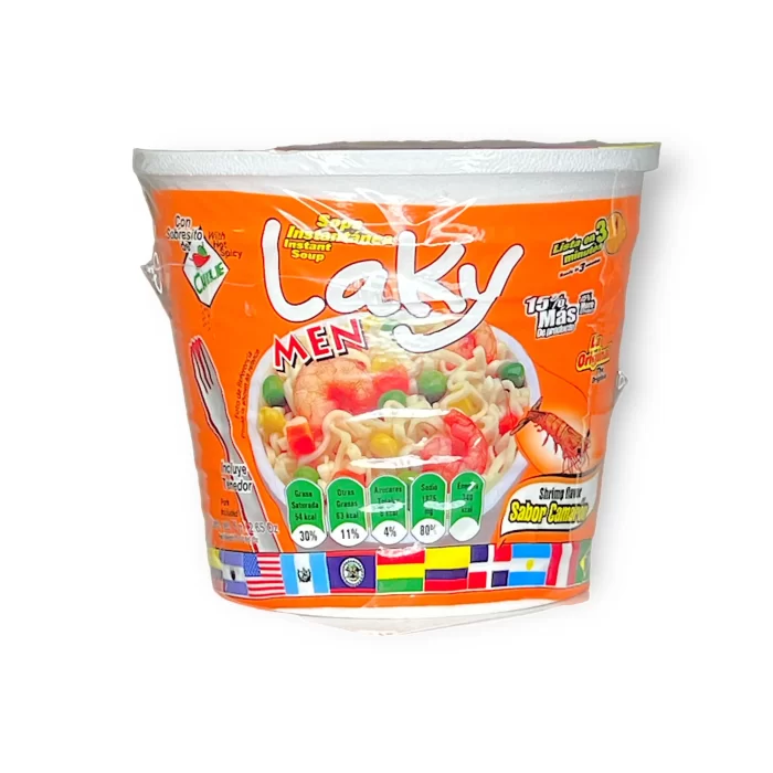 Sopa Instantánea Laky Men Sabor Camarón con Chili (85 g)