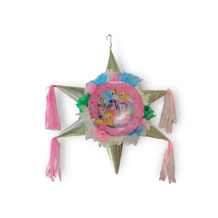Piñata Estrella con Personajes de Cumpleaños - Multicolor